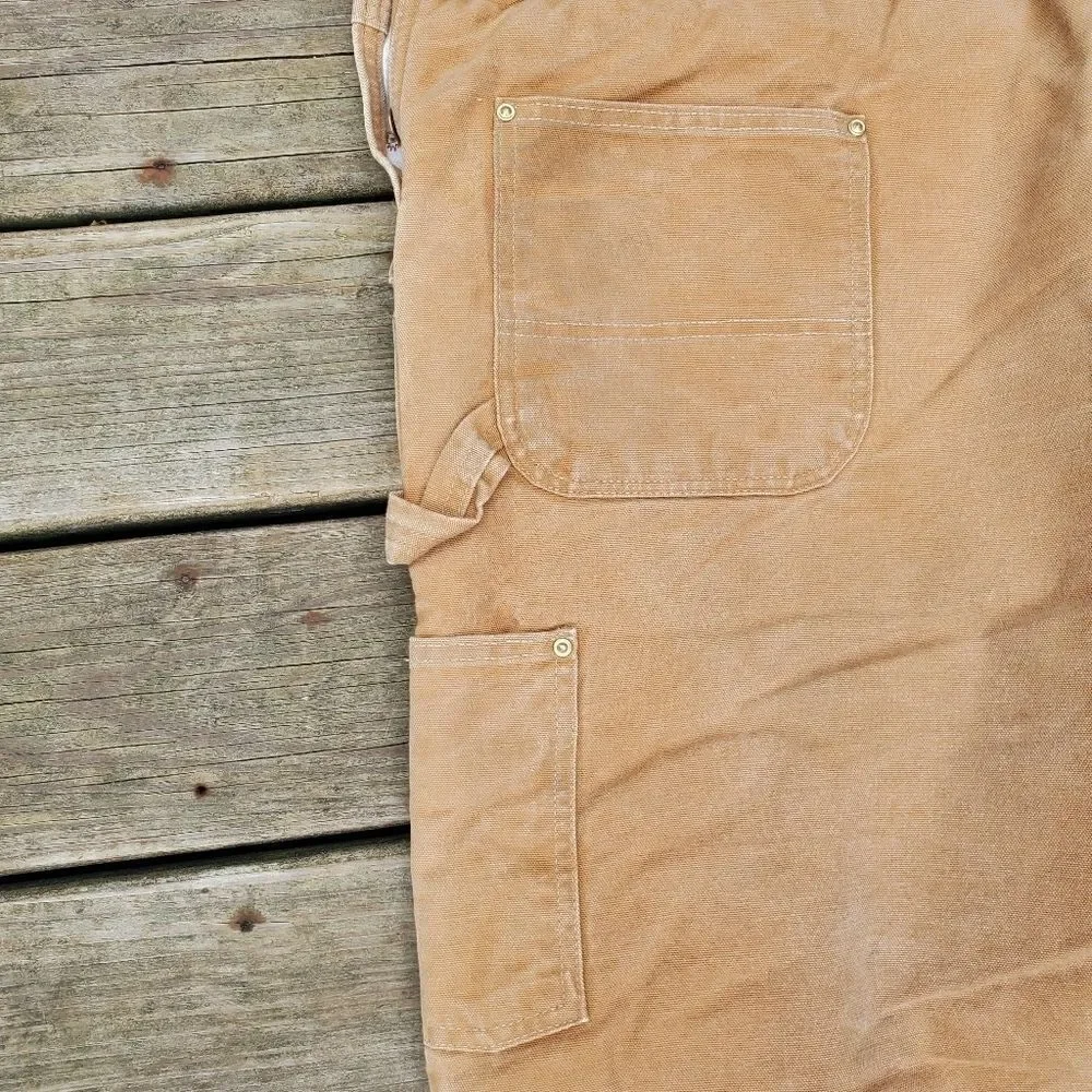 Vintage 80s Carhartt Duck Canvas Brown R03 BRN Arctic Quilted Lined Bib Overalls
